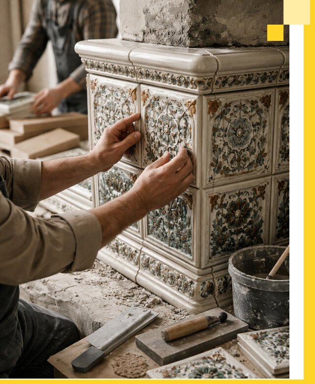 Изразцовые камины под ключ в Учалах: проект и монтаж