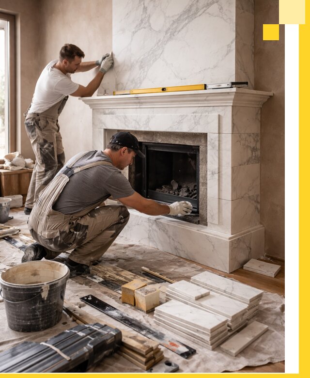 Отделка каминов в Учалах качественные облицовочные работы