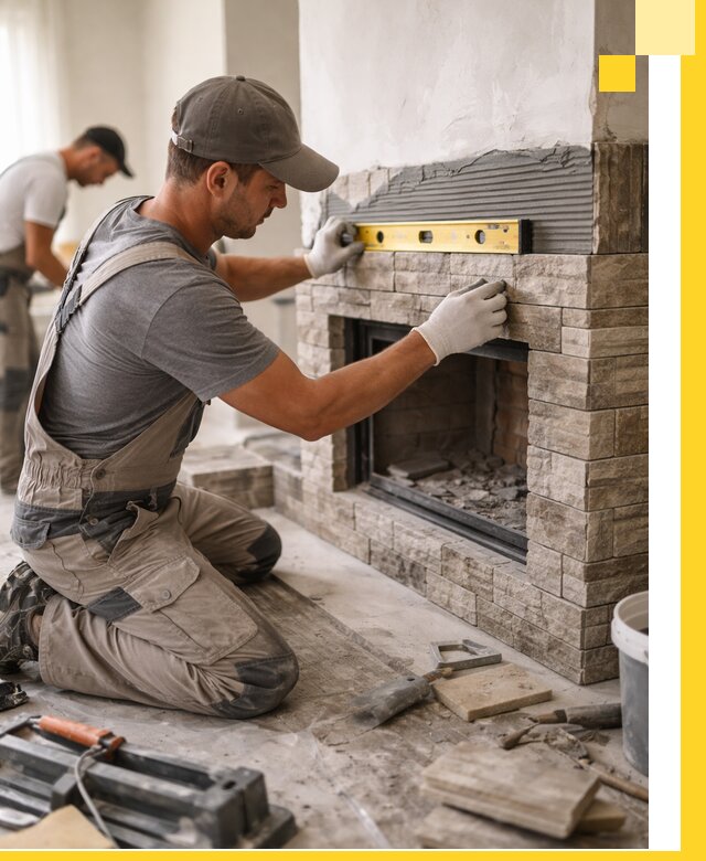 Облицовка каминов в Учалах, монтаж и отделка натуральным камнем