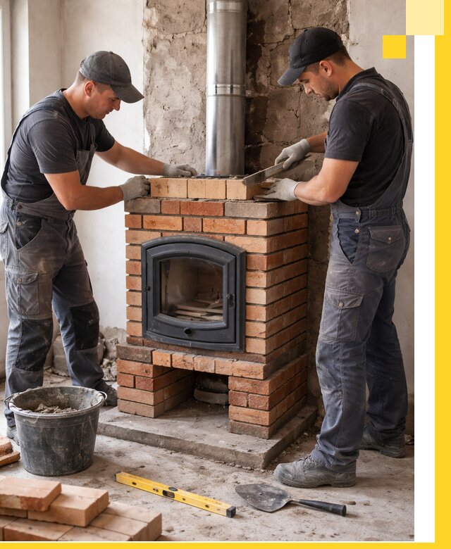 Монтаж печи камина под ключ в Учалах с гарантией и пусконаладкой