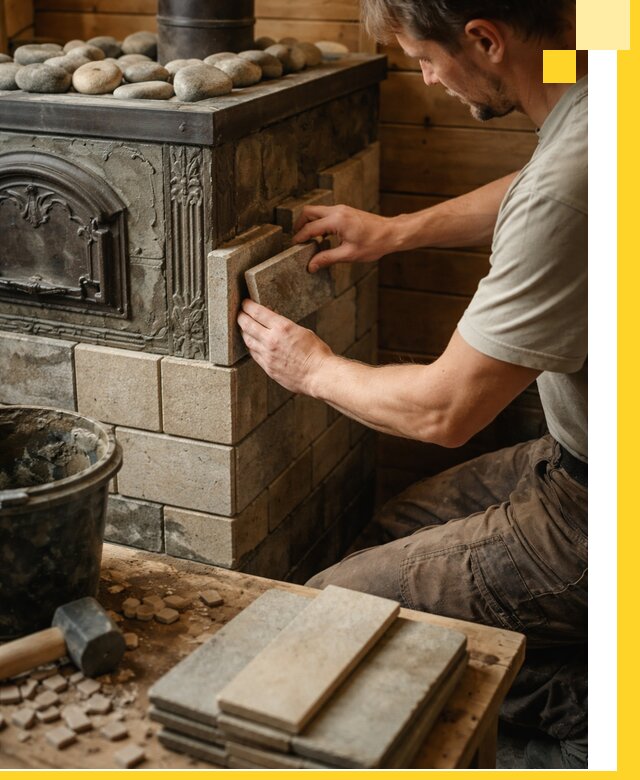 Облицовка банных печей в Учалах профессиональная отделка