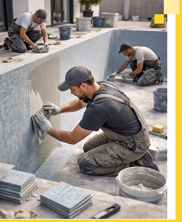 Облицовка бассейнов в Учалах плитка мозаика гидроизоляция