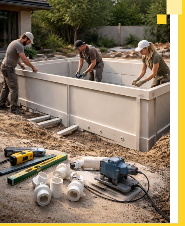 Установка полипропиленовых бассейнов под ключ в Учалах