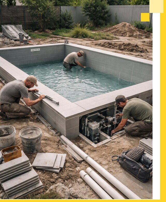 Строительство и монтаж бассейнов для дачи под ключ в Учалах