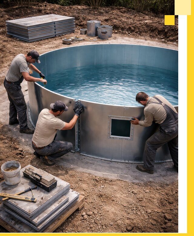 Круглые бассейны под ключ в Учалах проектирование и монтаж