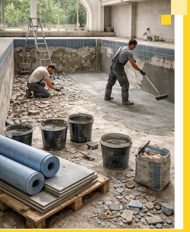 Реконструкция бассейнов в Учалах: ремонт, гидроизоляция