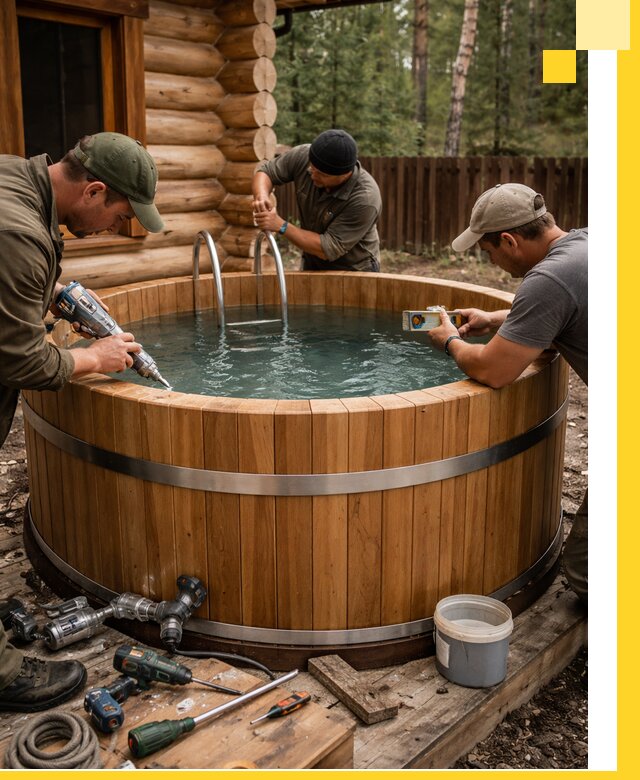 Строительство бань с купелью под ключ и отделкой в Учалах