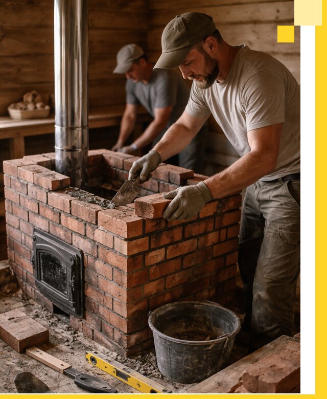 Кирпичные печи для бани под ключ в Учалах, проект и монтаж