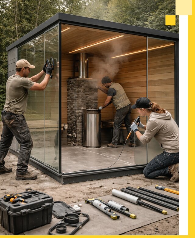 Проектирование и строительство стеклянных бань в Учалах