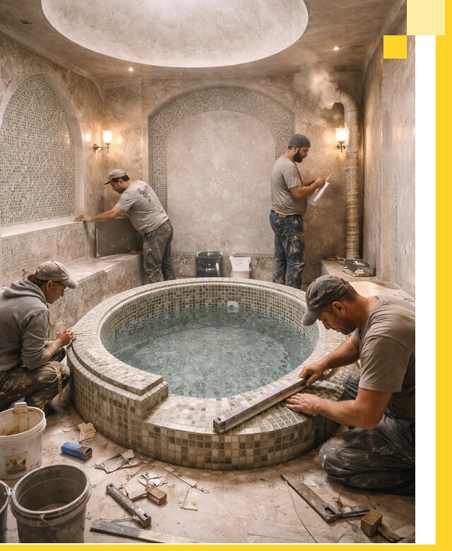 Профессиональное строительство хамама с бассейном в Учалах под ключ