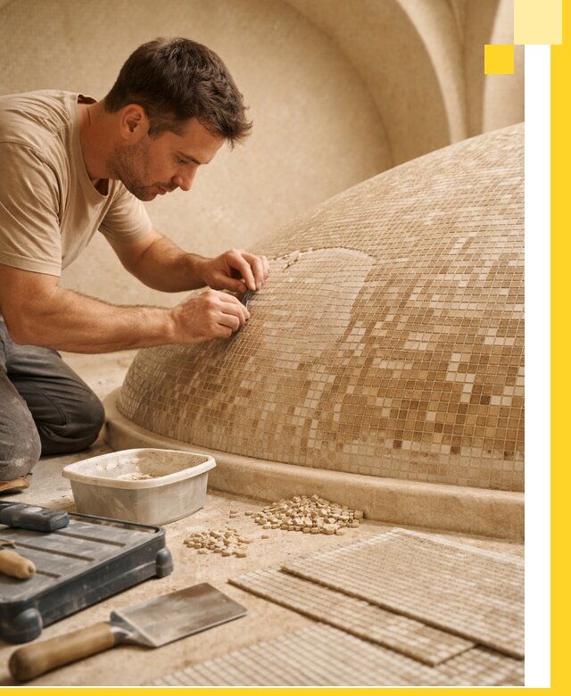 Профессиональная укладка мозаики для хамама под ключ в Учалах