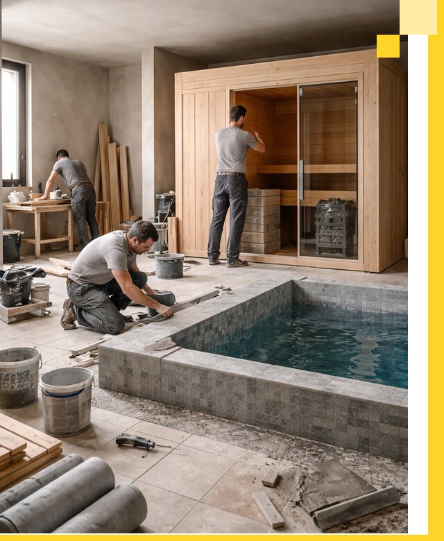 SPA зоны под ключ с бассейном сауной и печью в Учалах